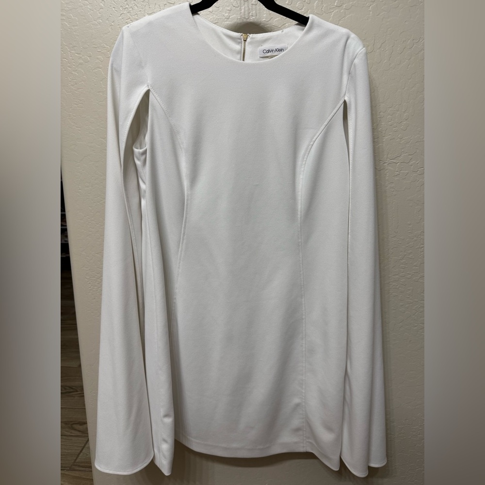Calvin Klein White Cape Dress